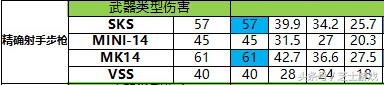 pubg各武器伤害表，pubg中各种武器伤害对比