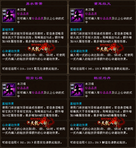 天龙八部桃花无字谱带什么秘技？天龙手游详解无字谱中的心决秘技